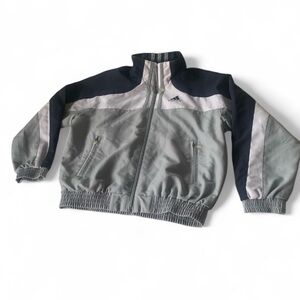 💕 Adidas blue gray unisex windbreaker spring jacket size 6t kid